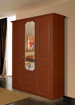 Шкаф распашной Ивушка-5 3-х створчатый с ящиками, цвет Итальянский орех в Артеме - изображение