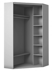 Угловой шкаф с двумя зеркалами, 2400х1103, ХИТ У-24-4-55, белая шагрень во Владивостоке - предосмотр 1