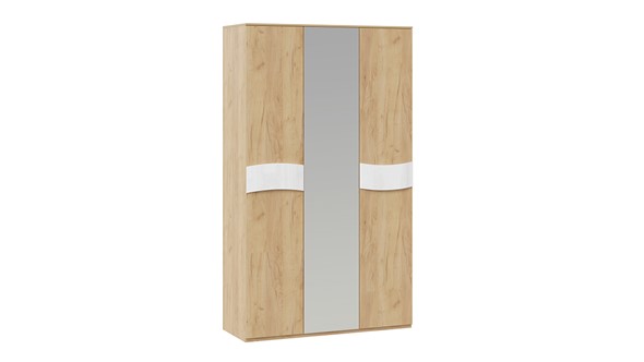 3-створчатый шкаф Миранда (Дуб крафт золотой/Белый глянец) в Артеме - изображение