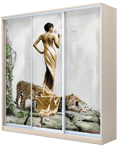 Шкаф 2400х2000х620, наполнение №2, Девушка с леопардом ХИТ 24-20-777-03 Дуб Млечный во Владивостоке