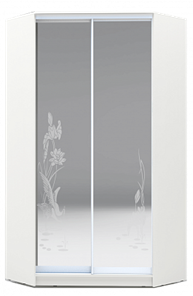 Угловой шкаф 2200х1103, ХИТ У-22-4-66-01, цапля, 2 зеркала, белая шагрень во Владивостоке - предосмотр