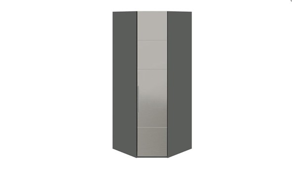 Распашной шкаф угловой Наоми с зеркальной правой дверью, цвет Фон серый, Джут СМ-208.07.07 R в Артеме - изображение