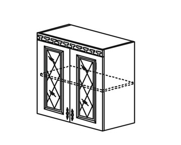 Кухонный шкаф Веста настенный двухдверный с полкой со вставкой из стекла 718*800*323мм во Владивостоке - предосмотр