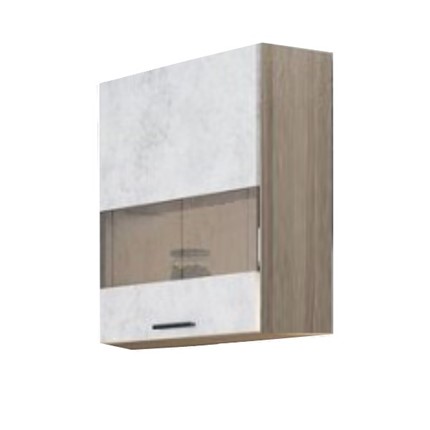 Шкаф кухонный со стеклом Модус, Ш500с/720, цемент светлый в Артеме - изображение