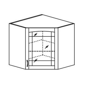 Шкаф кухонный Кантри настенный угловой со вставкой из стекла 918*600*600 мм в Артеме