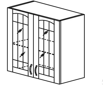 Кухонный шкаф Кантри настенный двухдверный с полкой со вставкой из стекла 718*600*320мм в Артеме