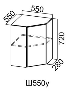 Шкаф навесной угловой Грейвуд, Ш550у/720, дуб кремовый в Артеме