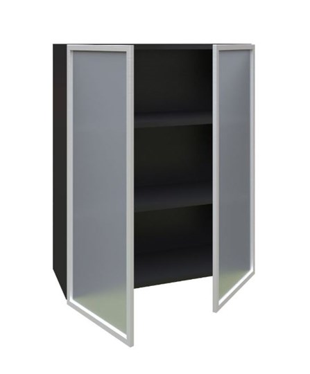Кухонный высокий шкаф 800, Шервуд, со стеклом ЛД 281.461.000.041, серый/черный во Владивостоке - изображение 1