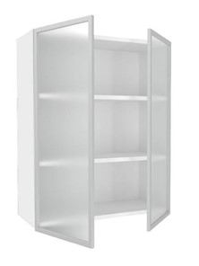 Кухонный высокий шкаф 800, Шервуд, со стеклом ЛД 281.461.000.129, белый/серый во Владивостоке - предосмотр 1