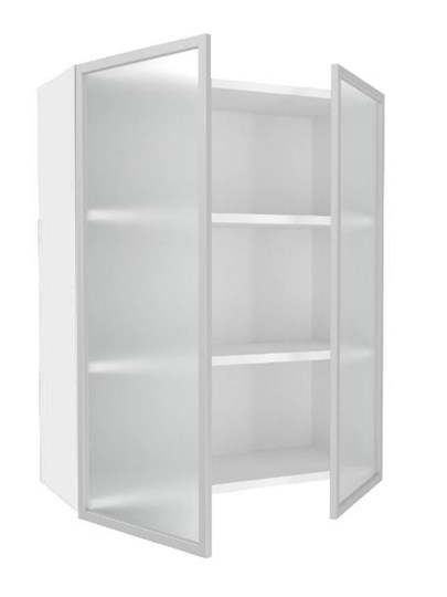Кухонный высокий шкаф 800, Шервуд, со стеклом ЛД 281.461.000.129, белый/серый во Владивостоке - изображение 1