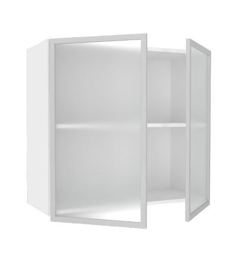 Шкаф на кухню 800, Шервуд, со стеклом ЛД 281.361.000.118, белый/белый глянец во Владивостоке - изображение 1