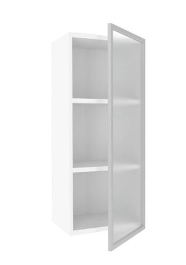 Кухонный шкаф высокий 400 Шервуд, со стеклом правый ЛД 281.422.000.122, белый/серый во Владивостоке - изображение 1