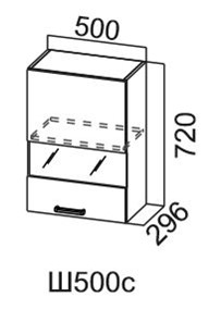 Шкаф кухонный со стеклом Модус, Ш500с/720, цемент светлый в Артеме - предосмотр 3
