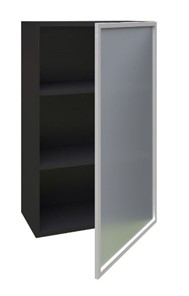 Кухонный высокий шкаф 600, Шервуд, со стеклом правый ЛД 281.452.000.039, серый/черный во Владивостоке - предосмотр 1