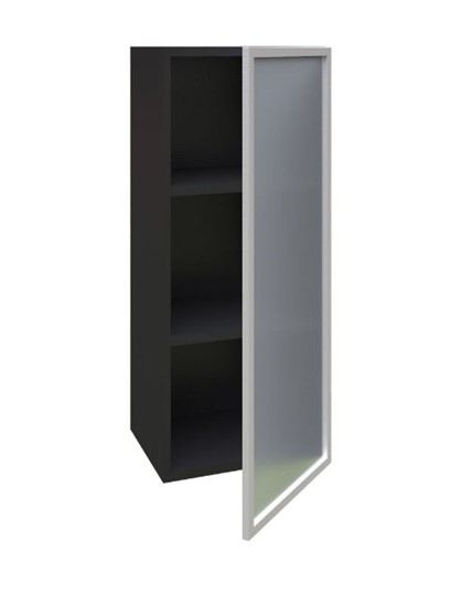 Кухонный высокий шкаф 400 Шервуд, со стеклом правый ЛД 281.422.000.034, серый/черный во Владивостоке - изображение 1