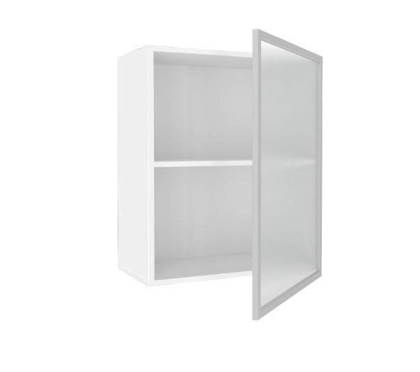Шкаф на кухню 600, Шервуд, со стеклом правый, ЛД 281.352.000.116, белый/серый во Владивостоке - изображение 1