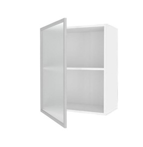 Кухонный шкаф 600, Шервуд, со стеклом левый, ЛД 281.351.000.115, белый/серый во Владивостоке - предосмотр 1