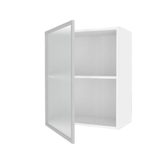 Кухонный шкаф 600, Шервуд, со стеклом левый, ЛД 281.351.000.115, белый/серый во Владивостоке - изображение 1