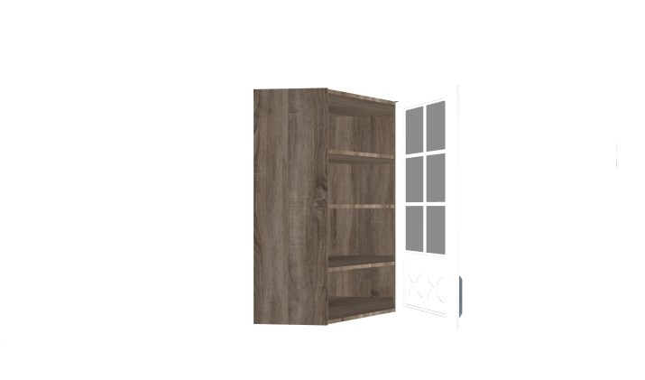 Кухонный навесной шкаф Прованс (Дуб сонома трюфель/Крем) угловой со стеклом ВУ45_96-(40)_1ДРДс(R) во Владивостоке - изображение 1