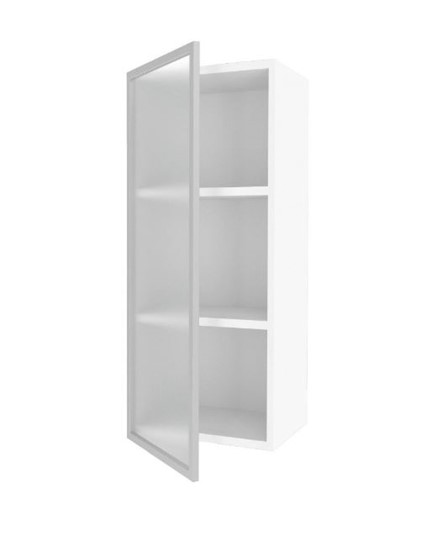 Шкаф кухонный высокий 400 Шервуд, со стеклом левый ЛД 281.421.000.121, белый/серый во Владивостоке - изображение 1