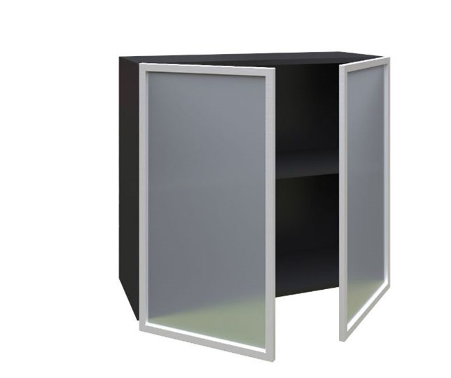 Шкаф кухонный 800, Шервуд, со стеклом ЛД 281.361.000.030, серый/черный во Владивостоке - изображение 1
