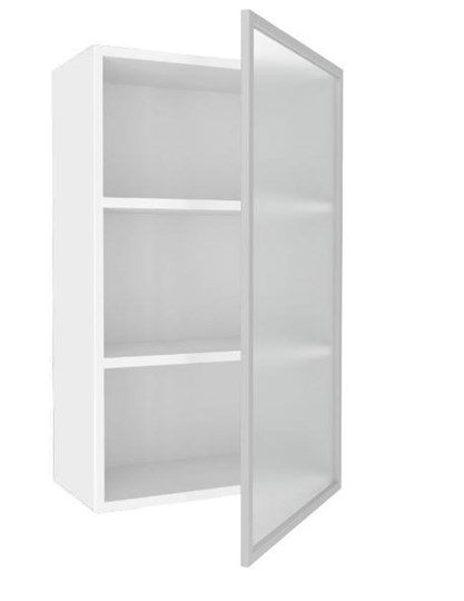 Кухонный шкаф высокий 600, Шервуд, со стеклом правый, ЛД 281.452.000.127, белый/серый во Владивостоке - изображение 1