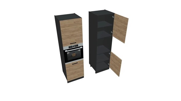 Кухонный шкаф-пенал П7 2, Дуб крафт/Антрацит в Уссурийске - изображение