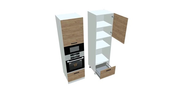 Кухонный пенал П7 3, Дуб крафт/Белый в Артеме - изображение