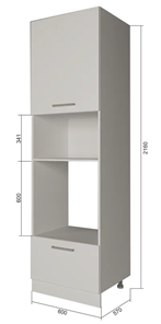 Кухонный шкаф-пенал П7 3, МДФ Розовый шагрень/Антрацит в Артеме