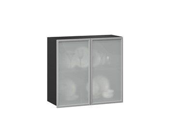 Шкаф кухонный 800, Шервуд, со стеклом ЛД 281.361.000.030, серый/черный в Уссурийске