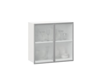 Шкаф на кухню 800, Шервуд, со стеклом ЛД 281.361.000.118, белый/белый глянец в Уссурийске