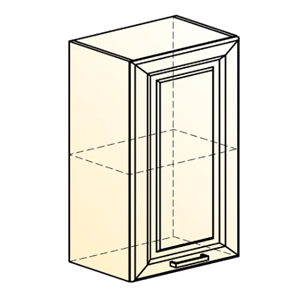 Шкаф кухонный Атланта L450 Н720 (1 дв. гл.) эмаль (белый/белый глянец патина золото) во Владивостоке - предосмотр 1