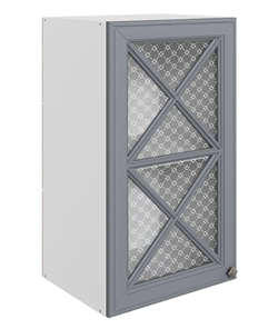 Кухонный навесной шкаф Мишель L400 H720 (1 дв. крест.) эмаль (белый/серый) во Владивостоке