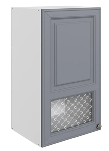 Навесной кухонный шкаф Мишель L400 H720 (1 дв. окош.) эмаль (белый/серый) во Владивостоке