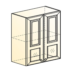 Кухонный навесной шкаф Мишель L600 H720 (2 дв. окош.) эмаль (белый/белый) во Владивостоке - предосмотр 1