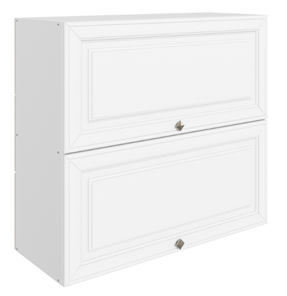 Кухонный шкаф Мишель L800 H720 (2 дв. гл. гориз.) эмаль (белый/белый) в Находке