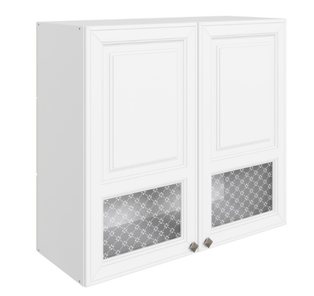 Навесной кухонный шкаф Мишель L800 H720 (2 дв. окош.) эмаль (белый/белый) во Владивостоке - предосмотр