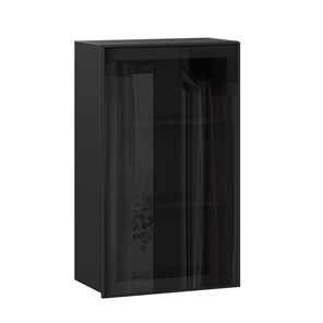 Кухонный шкаф Паола  ЛД 590.450.000.081 600 высокий стекло (Черный/Чёрный) во Владивостоке