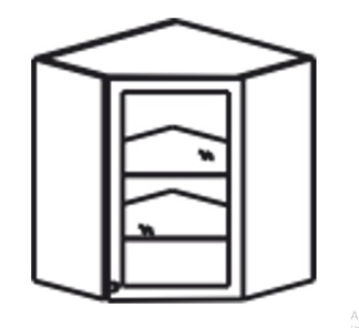 Шкаф на кухню Верона настенный угловой 918*600*600*320 мм со вставкой из стекла, глянец/софт в Артеме