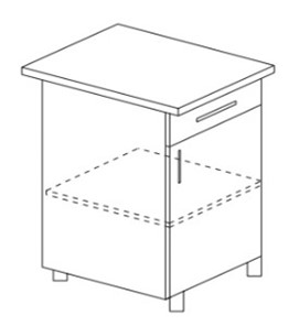 Напольный шкаф однодверный с ящиком Гармония Б8 МДФ премиум, глянец, металик без столешницы в Артеме