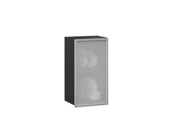 Шкаф кухонный 400 Шервуд, со стеклом левый ЛД 281.321.000.022, серый/черный в Артеме