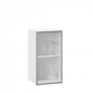 Кухонный шкаф 400 Шервуд, со стеклом левый ЛД 281.321.000.110, белый в Уссурийске
