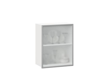 Кухонный шкаф 600, Шервуд, со стеклом левый, ЛД 281.351.000.115, белый/серый во Владивостоке - предосмотр