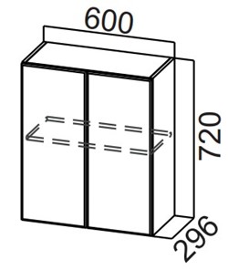 Навесной кухонный шкаф Стайл, Ш600/720, МДФ в Находке