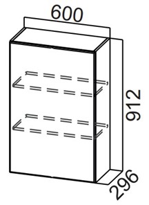 Шкаф навесной на кухню Стайл, Ш600/912(1ств), МДФ в Находке