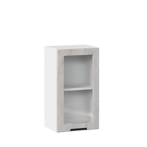 Навесной кухонный шкаф 400 со стеклом Джамис ЛД 296.320.000.018, Белый/Белый камень во Владивостоке - предосмотр