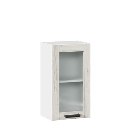 Кухонный шкаф 400 со стеклом Винченца ЛД 234.320.000.028, Белый/Дуб Крафт белый во Владивостоке - изображение