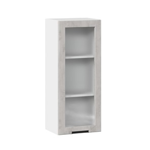 Шкаф навесной 400 высокий со стеклом Джамис ЛД 296.420.000.026, Белый/Белый камень во Владивостоке