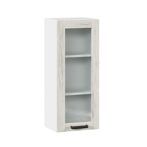 Кухонный шкаф 400 высокий со стеклом Винченца ЛД 234.420.000.036, Белый/Дуб Крафт белый в Находке