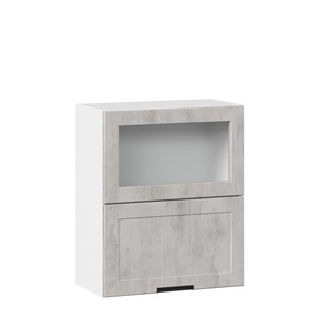 Кухонный навесной шкаф 600 горизонтальный с 2 складными дверями Джамис ЛД 296.970.000.041, Белый/Белый камень в Уссурийске